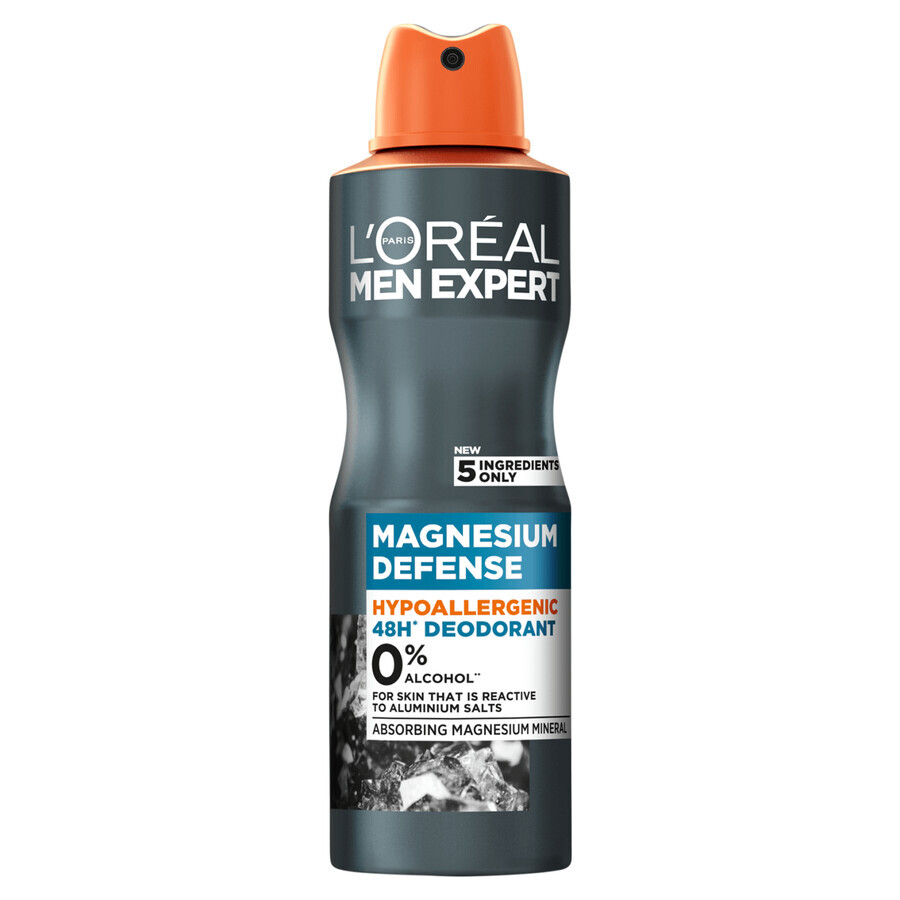 L Oreal Paris Herren Expert Magnesium Defence Deodorant mit Spray, 150 ml.