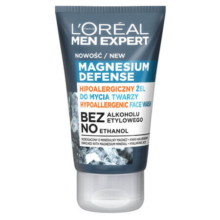L'Oreal Men Expert, Magnesium Defense, gel de curățare facială, hipoalergenic, 100 ml