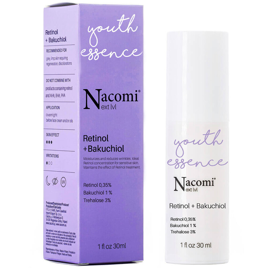 Nacomi Next Level, serum with retinol 0.35% + bacuchiol 1% + trehalose 3%, 30 ml