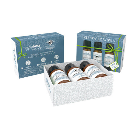 Kit Optima Natura Health Kit, uleiuri esențiale naturale, eucalipt, hoit, lavandă, 3 x 10 ml + difuzor cu ultrasunete