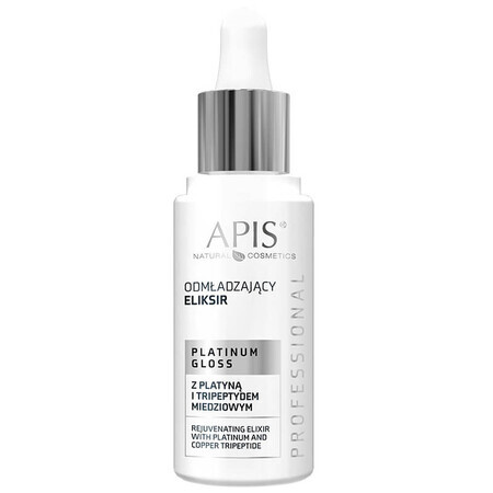 Apis Platinum Gloss Professional, rejuvenating elixir with tripeptides of platinum and copper, mature skin, 30 ml