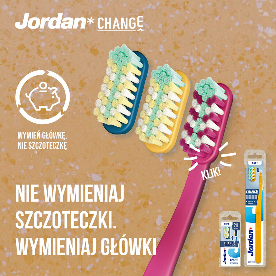 Jordan Change, Ersatzbürstenköpfe, weich, 2 Stück