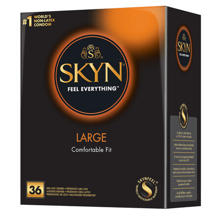 Unimil Skyn Large, prezervative fără latex, potrivire confortabilă, 36 bucăți