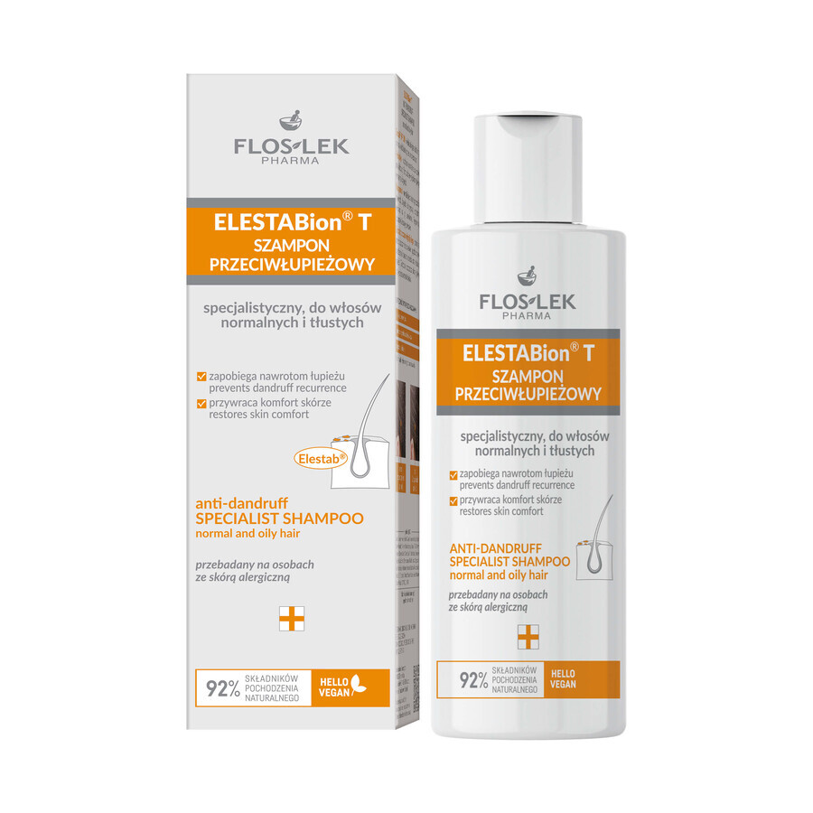 Flos-Lek ElestaBion T, Șampon specializat împotriva mătreții pentru păr normal și gras, 150 ml