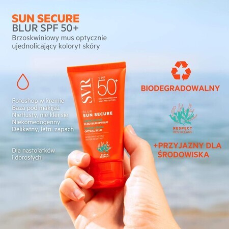 SVR Sun Secure Blur, Bezzapachowy krem przeciwsoneczny w piance, 50 ml