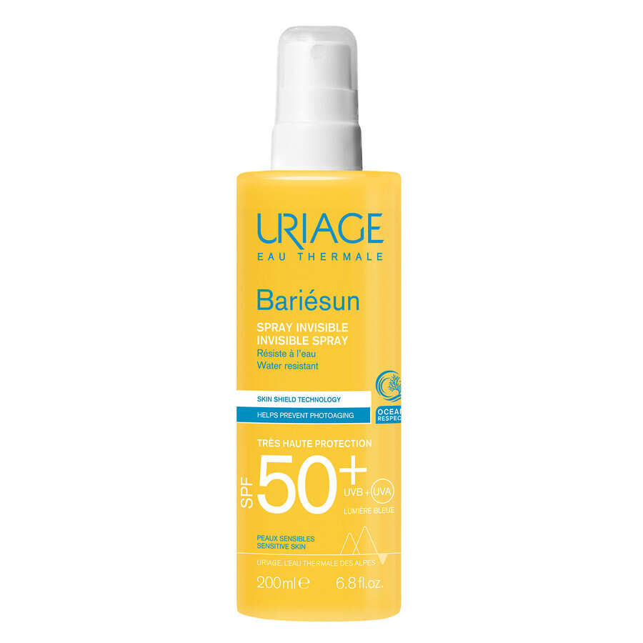 Uriage Bariesun Unsichtbares Spray SPF 50+ für empfindliche Haut von Kindern und Erwachsenen, 200 ml