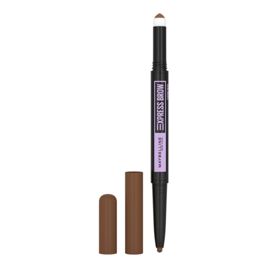 Maybelline Express Brow Satin Duo, creion de sprâncene cu două fețe, 02 Medium Brown, 1 bucată