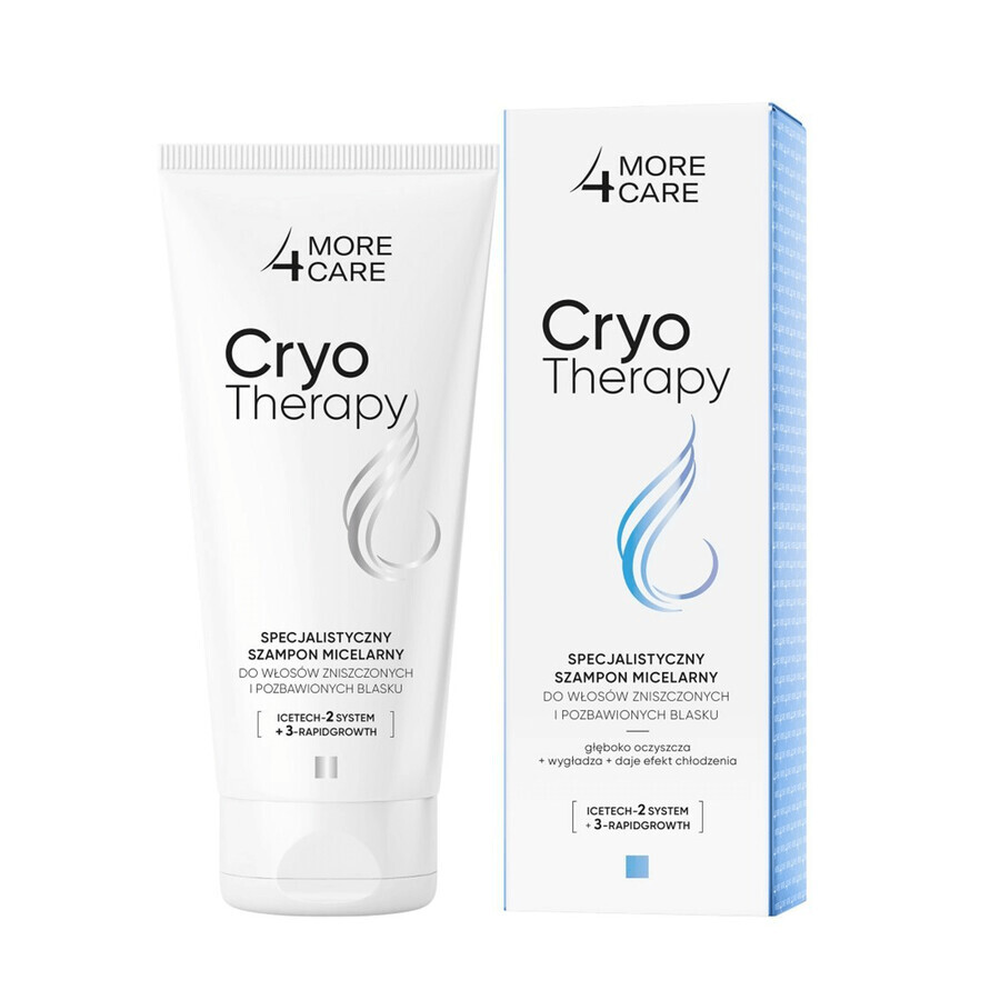 More 4 Care Cryotherapy, Șampon micelar specializat pentru părul deteriorat și lipsit de strălucire, 200 ml