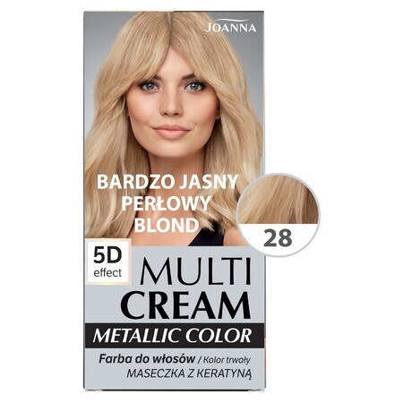 Joanna Multi Cream Metallic Color, teinture pour cheveux, 28 blond nacré très clair, 1 pièce