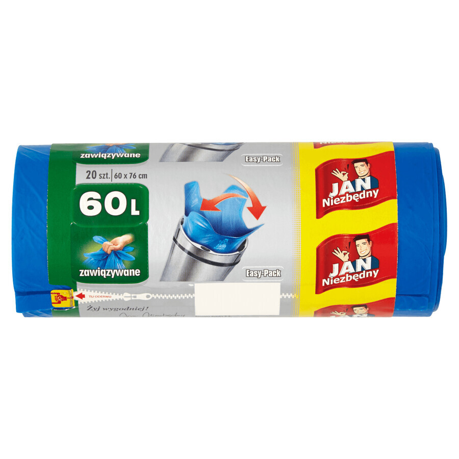 Jan Niezbędny, Abfallsäcke, Easy-Pack, blau, 60 l, 20 Stück