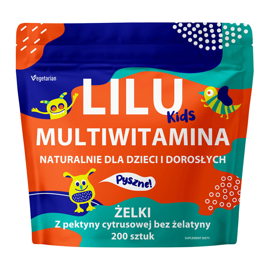 Lilu Kids Multivitamin, gominolas naturales para niños y adultos, sabor mora, 200 unidades