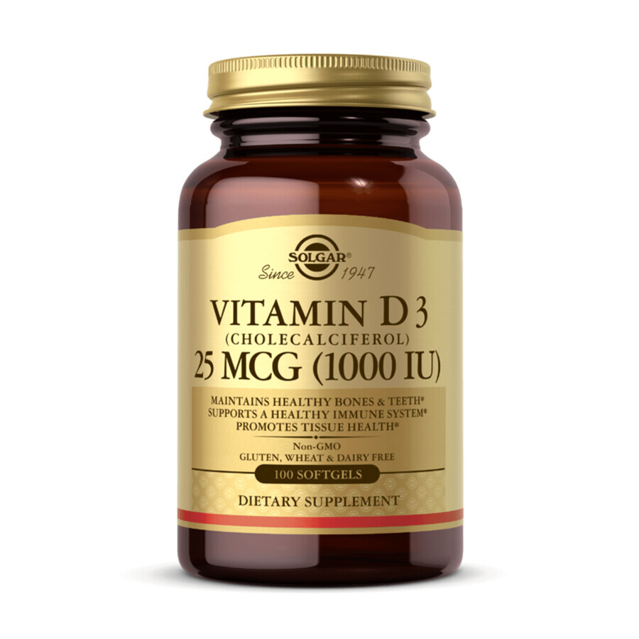 Solgar Vitamin D3 1000 IU, 100 capsules