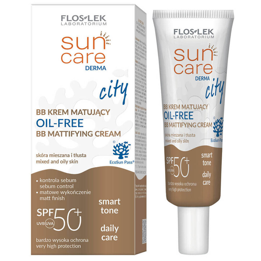 Flos-Lek Sun Care Derma City, Cremă matifiantă BB, SPF 50+, 30 ml