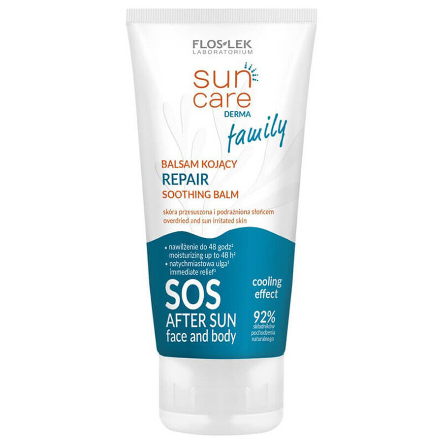 Floslek Sonnenpflege Derma Family Beruhigender Reparaturbalsam, 125 ml: Hautpflege nach Sonnenexposition  amp; Reparatur, Für die ganze Familie, 125 ml