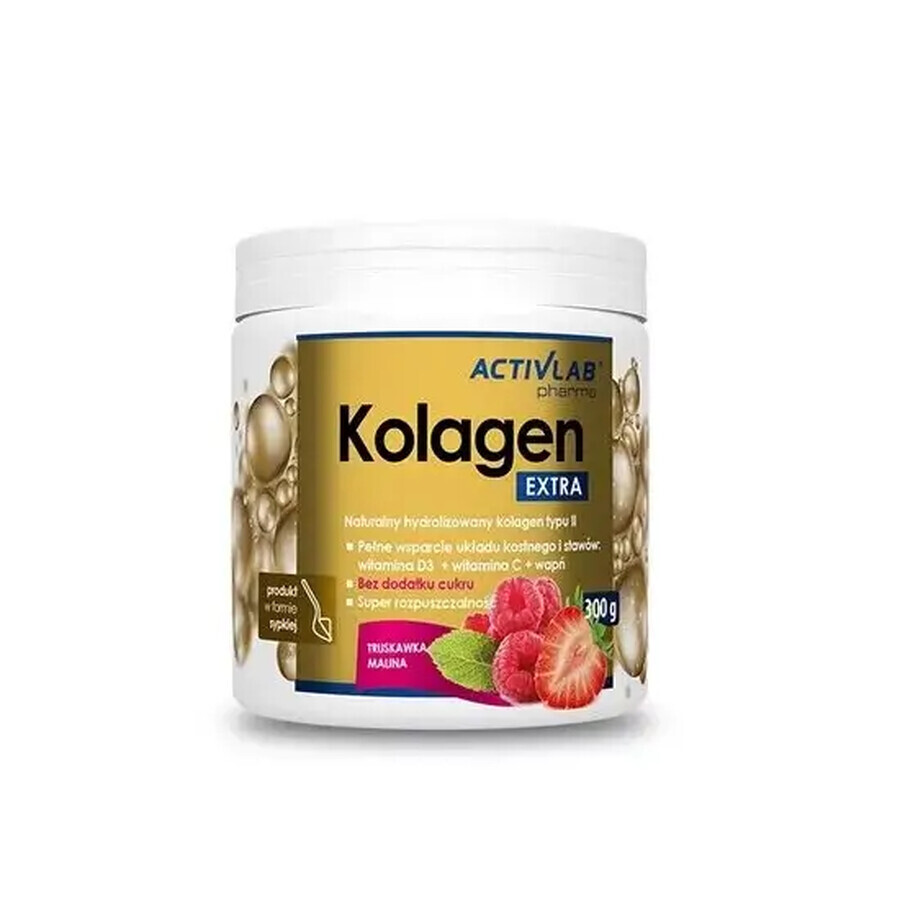 Activlab Pharma Collagen Extra, aromă de căpșuni și zmeură, 300 g