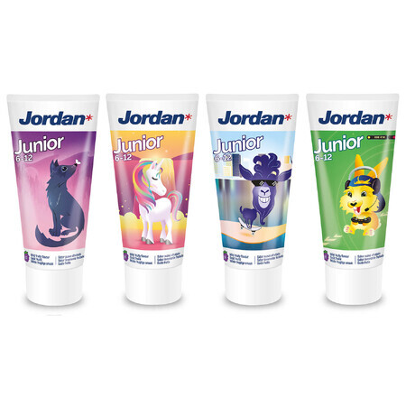 Jordan Junior, pastă de dinți pentru copii, cu fluor, fructe, 6-12 ani, 50 ml