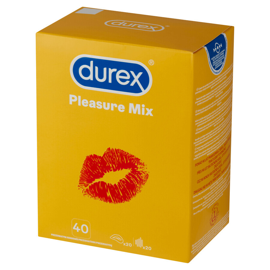 Durex Pleasure, set de prezervative, 40 de bucăți