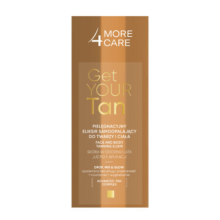 More4Care Get Your Tan, elixir autobronzant pentru față și corp, 15 ml