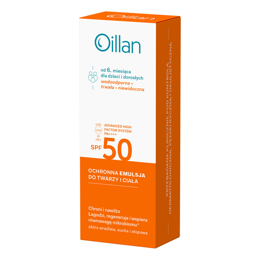 Oillan Sun, Emulsie protectoare pentru față și corp, SPF 50, 100 ml