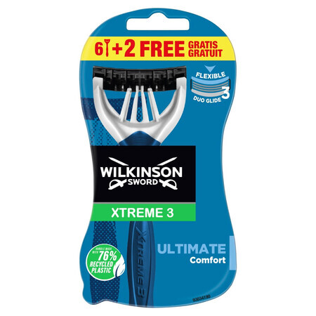 Wilkinson Sword Xtreme3 Ultimate Plus, aparate de ras de unică folosință, 6 bucăți + 2 bucăți gratis