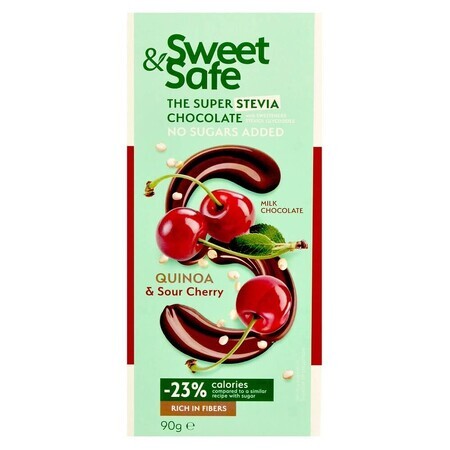 Sweet & Safe Milchschokolade, Quinoa und Sauerkirschen, 90 g, Sly Nutrition