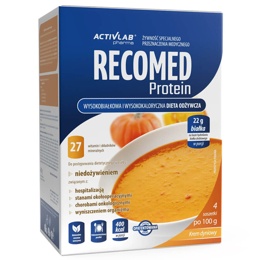 ActivLab Pharma RecoMed Protein, voedingspreparaat, pompoencrème, 100 gx 4 zakjes