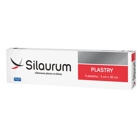 Silaurum, plasturi de silicon pentru cicatrici, 5 cm x 30 cm, 5 bucăți