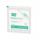 Matopat Matocomp, compresses stériles, 100% coton, 17 fils, 12 couches, 9 cm x 9 cm, 3 pièces