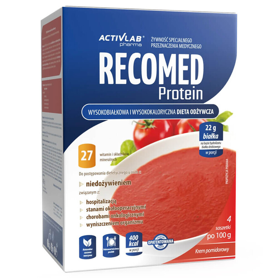 ActivLab Pharma RecoMed Protein, preparat nutritiv, cremă de roșii, 100 g x 4 plicuri
