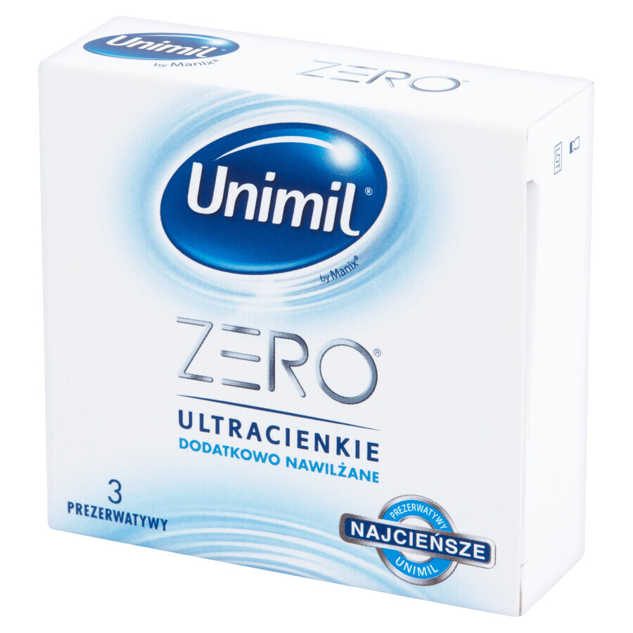 Unimil Zero, zusätzlich befeuchtete Kondome, ultradünn, 3 Stück