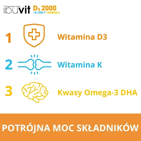 Ibuvit D3 2000 + K2 MK-7 Omega 3, 30 Weichkapseln