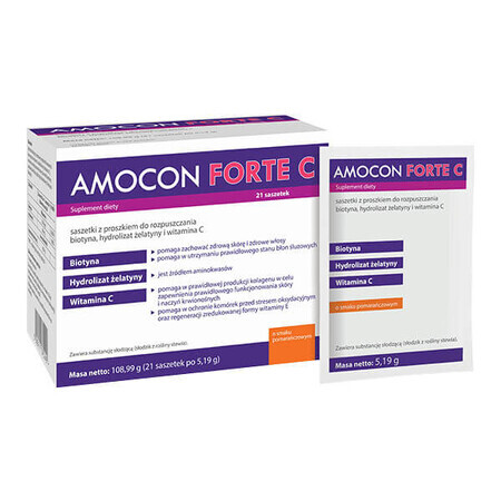 Amocon Forte C, Orangengeschmack, 21 Beutel - Hochdosierter Vitamin C Komplex für das Immunsystem