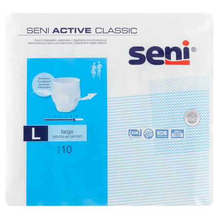 Seni Active Classic Einweg-Inkontinenzhosen, Größe L, Packung mit 10 Stück
