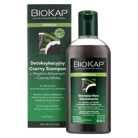Biokap bellezza, entgiftendes Shampoo mit schwarzer Tonerde und Aktivkohle, 200 ml