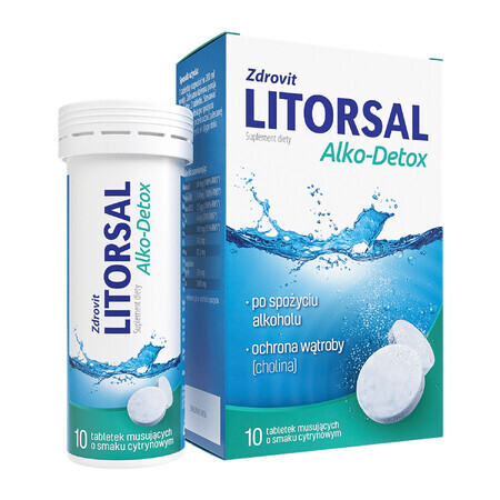 Zdrovit Litorsal Alko-Detox, aromă de lămâie 10 comprimate efervescente