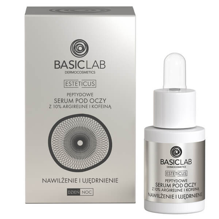 BasicLab Esteticus, Serum peptidic pentru ochi cu 10% peptide și cafeină, hidratare și fermitate, 15 ml