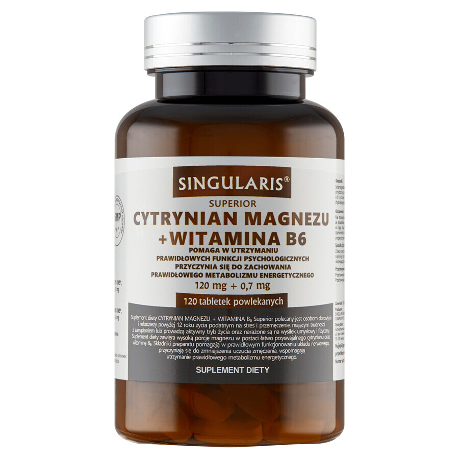 Singularis Superior Magnesium Citrate + Vitamina B6, 120 comprimate filmate