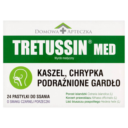 Tretussin Med, aromă de coacăze negre, 24 de pastiluțe