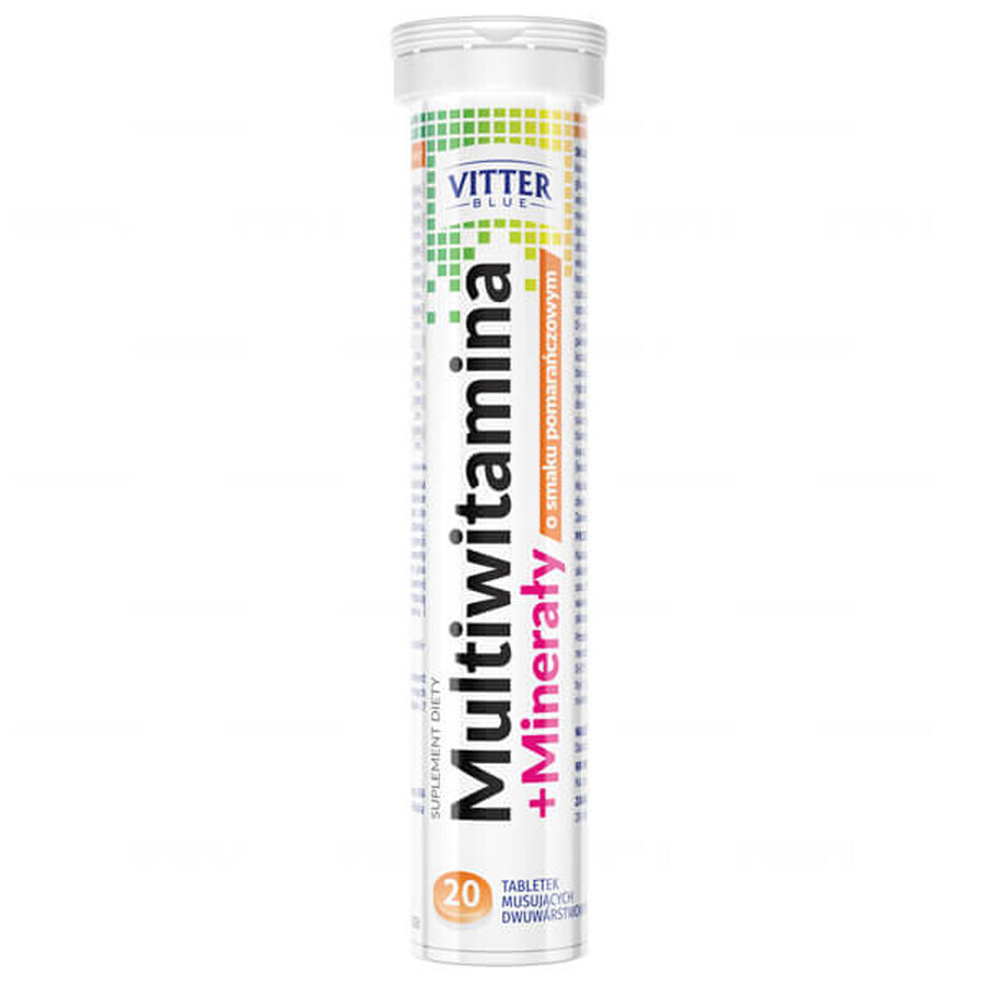 Multi-Vitamin  amp; Mineral Ergänzung Vitter Blue Orange Geschmack 20 Brausetabletten