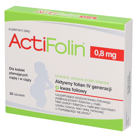 ActiFolin 0,8 mg, acid folic 800 µg, 30 comprimate