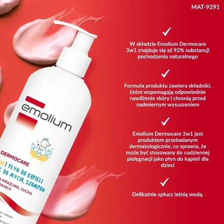 Emolium Dermocare 3in1, bath lotion, washing gel and shampoo, after 1 month, 400 ml