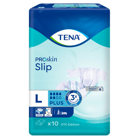 Tena Slip ProSkin, OTC Edition Windeln, Größe L, Plus, 10 Stück
