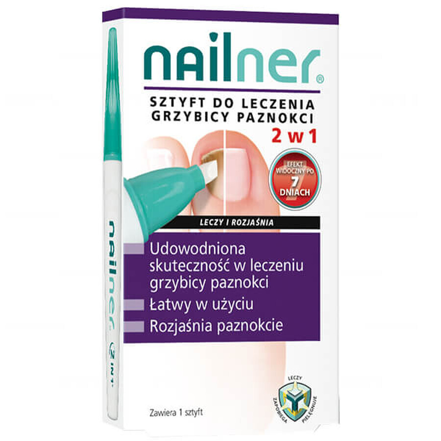 Nailner, stick pentru tratarea ciupercilor de unghii, 2 în 1, 4 ml