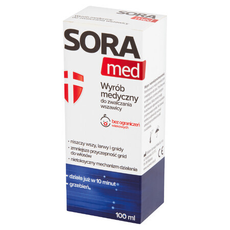 Sora Med, Flüssigkeit gegen Kopfläuse, 100 ml