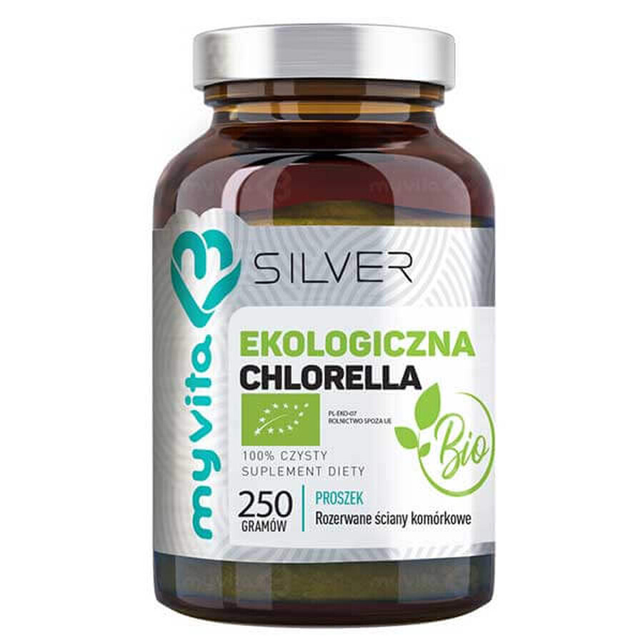 Bio Chlorella Pulver für Immunsystem  amp; Gesundheit - Pflanzliches Silber, Vitamin B12, Eisen - Hochwertiges Protein - 250g