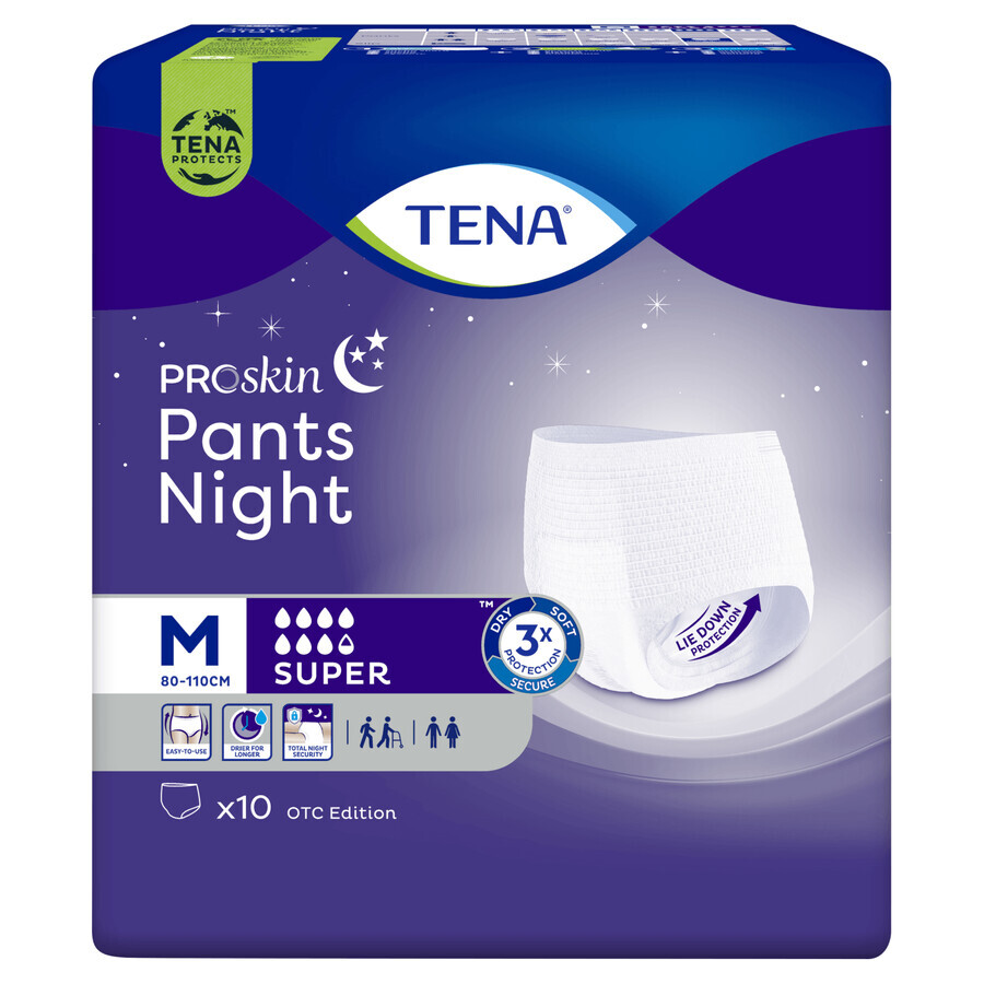 Tena Pants ProSkin Night, OTC Edition saugfähige Slips, Größe M, 80-110 cm, Super, 10 Stück