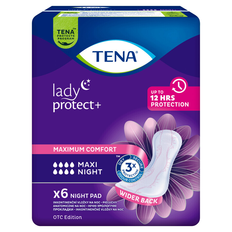 Tena Lady, urological sanitary pads, Maxi Night, 6 pcs.