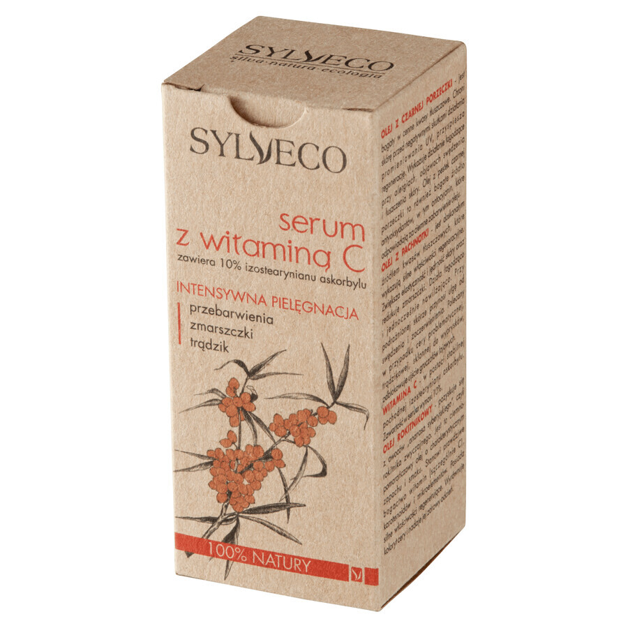 Sylveco, Vitamin C Serum, 30 ml - Gesichtsserum mit hochkonzentrierter Vitamin C-Formel für strahlende und jugendliche Haut. Angereichert mit natürlichen Inhaltsstoffen. Erfrischend und revitalisieren
