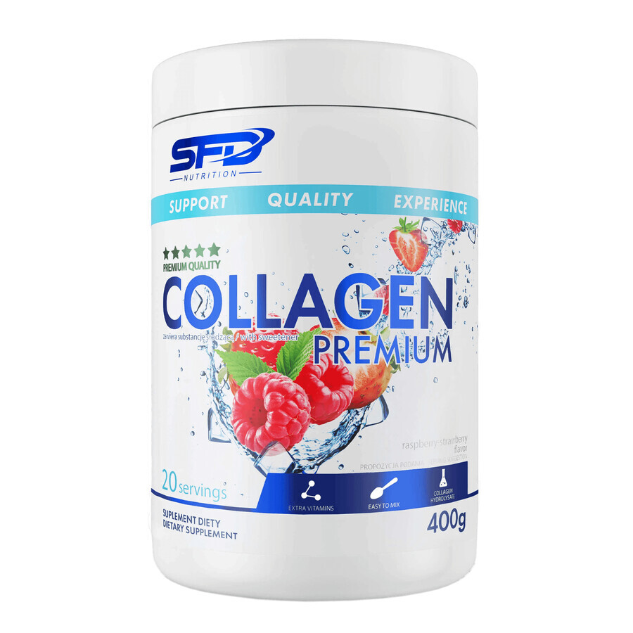 SFD Collagen Premium, aromă de căpșuni și zmeură, 400 g