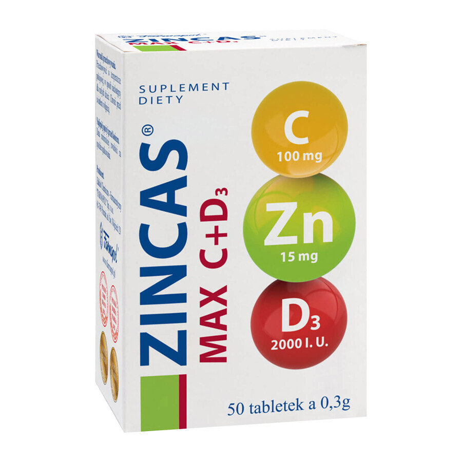 Zincas Max C + D3, 50 compresse